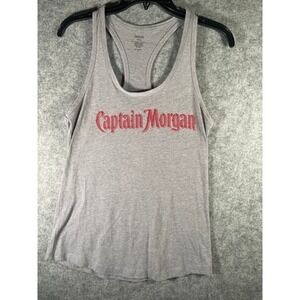 Captain Morgan Spiced Rum Racerback Tank Top Heather‎ Gray Red Logo Mens Medium